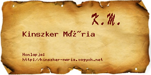 Kinszker Mária névjegykártya